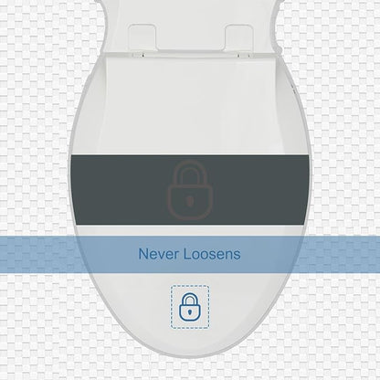Elongated Toilet Seat Slow Close, Quiet Toilet Seat Cover with Never Loosen Durable Toilet Seat Lid Easy to Install & Clean, Polypropylene (PP), White