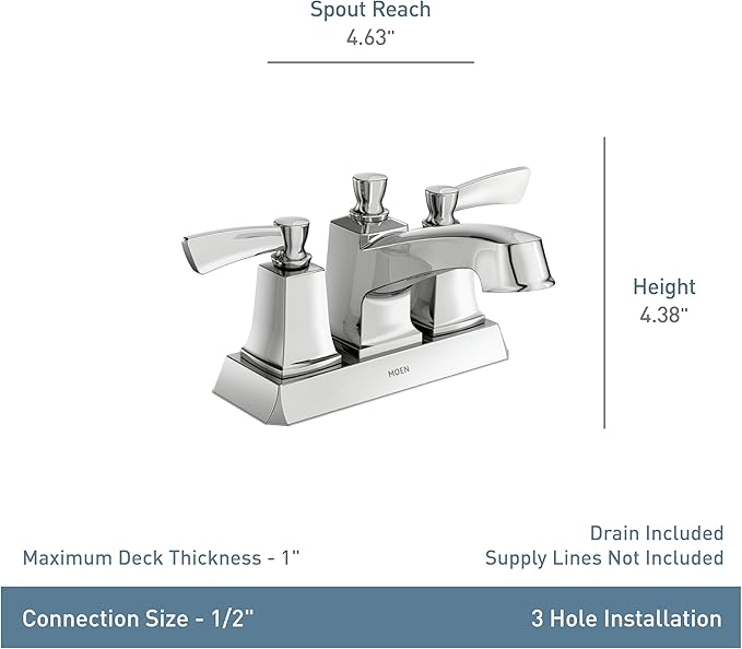 Moen Conway Spot Resist Brushed Nickel Two-Handle Centerset Bathroom Faucet with Drain Assembly, WS84922SRN