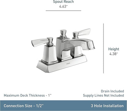 Moen Conway Spot Resist Brushed Nickel Two-Handle Centerset Bathroom Faucet with Drain Assembly, WS84922SRN