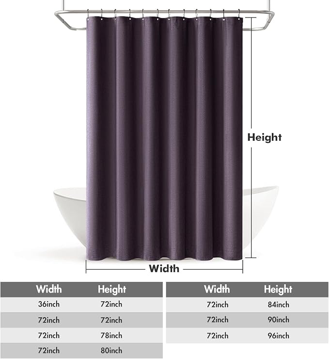 MIULEE Linen Fabric Shower Curtain Purple W72*L72 12 Metal Hooks | Modern, Heavy Duty, Curtain Set, Waterproof Thick Cloth Shower Curtains, Bathroom Bathtub, Washable