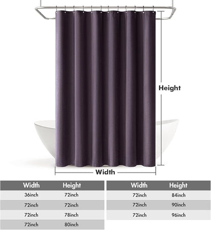 MIULEE Linen Fabric Shower Curtain Purple W72*L72 12 Metal Hooks | Modern, Heavy Duty, Curtain Set, Waterproof Thick Cloth Shower Curtains, Bathroom Bathtub, Washable