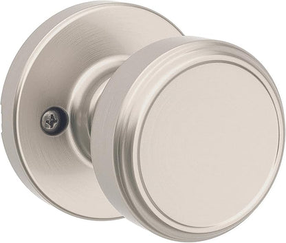 Kwikset Maven Dummy Door Knob, Single Sided Round Handle for Closets, French Double Doors, and Pantry, Satin Nickel Non-Turning Interior Push/Pull Door Knob, with Microban Protection