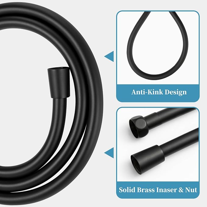 OFFO Handheld Shower Head Set, 6-Mode High Pressure Handheld Sprayer with 60" Shower Hose & Holder, High Flow Large Powerful Boosting Handheld Showerhead for Low Water Pressure, Matte Black