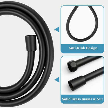 OFFO Handheld Shower Head Set, 6-Mode High Pressure Handheld Sprayer with 60" Shower Hose & Holder, High Flow Large Powerful Boosting Handheld Showerhead for Low Water Pressure, Matte Black