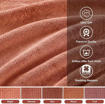 Madison Park 800GSM 100% Cotton Bathroom Bath Towel Set of 8, Coral