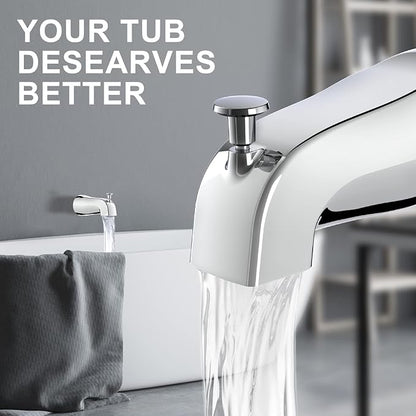 Universal Slip-On Tub Spout with Diverter - 5" Bathtub Faucet, Fits 1/2" Copper Piper (5/8" Diameter) Compatible with American Standard 8888026.002 Tub Spout - Chrome