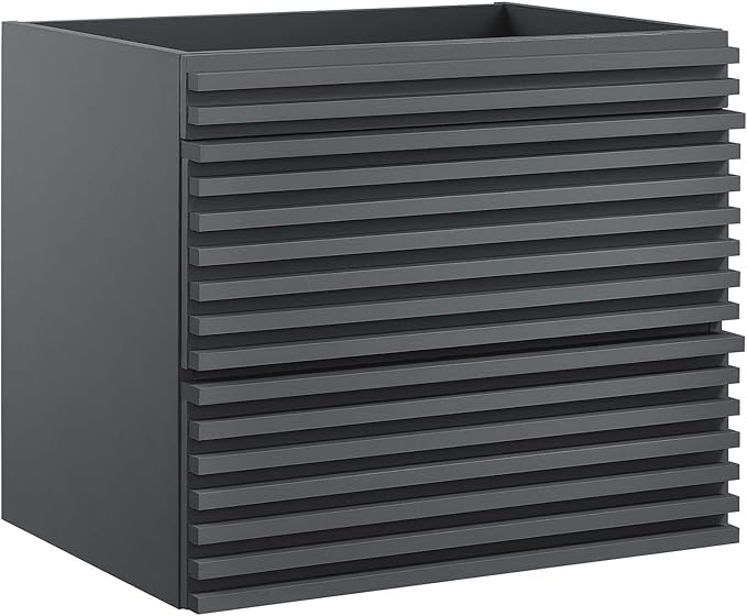 Modway Render 24" Wall-Mount Bathroom Vanity Cabinet in Gray-Sink Basin Not Included, Grey