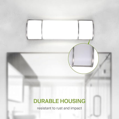 ASD LED 18" Vanity Flush Mount Light Fixture, Linear Bathroom Lighting Bar | 3CCT, Dimmable, ETL Listed | 20W 2300LM 3000-5000K 100-277V | Long Tube Bath Wall Sconce Over Mirror | Nickel