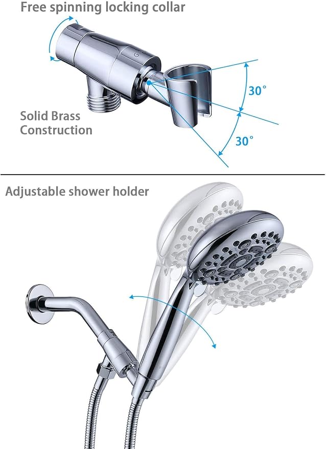 G-Promise High Pressure 6 Mode Hand Held Shower Head with Extra Long Hose | High Pressure, 6 Spray Mode, Easy Install, Adjustable Angle, Extra Long Hose, Modern Upgrade