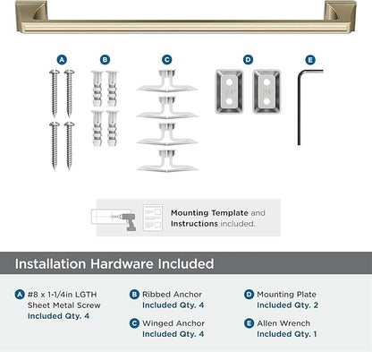 Amerock BH36023BBZ | Golden Champagne Towel Bar | 18 in (457 mm) Towel Rack | Mulholland | Bathroom Towel Holder | Bathroom Hardware | Bath Accessories