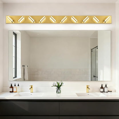 IZORRO LED Modern Bathroom Lights Fixtures(10-Light,Dimmable),Gold Acrylic Wall Lighting,Vanity Lights for Bathroom Over Mirror - 6000k 53.5In （No Assembly Required）