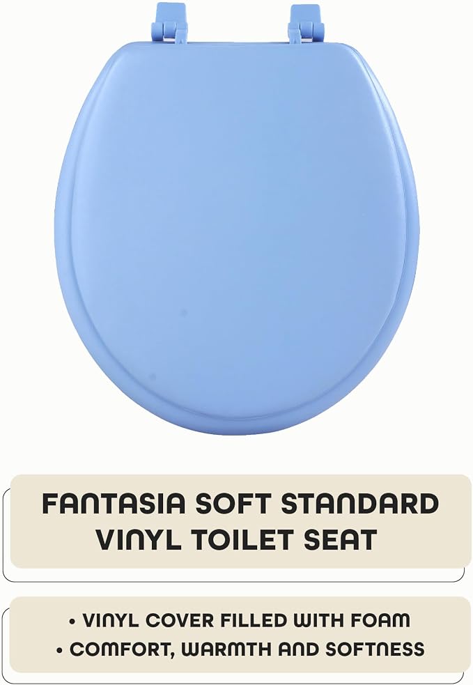 Soft Standard Vinyl Toilet Seat, Light Blue, 17 in
