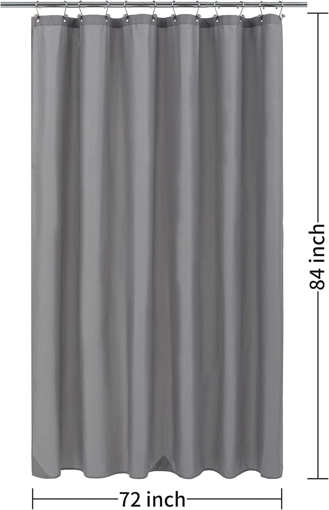 ALYVIA SPRING Extra Long Waterproof Fabric Shower Curtain Liner Grey, 72x84 | 3 Magnets, Soft Cloth & Hotel Quality, Machine Washable, Light-Weight, Extra Long Size