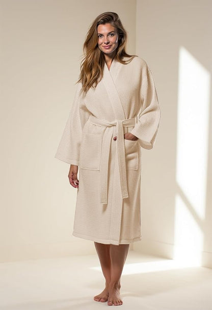 Turquaz Womens Lightweight Waffle Kimono Bathrobe for Men - Soft Quick-Dry Spa & Summer Towel Robe, Cotton Blend
