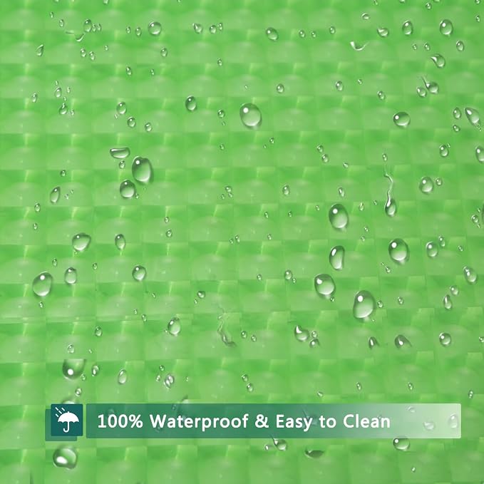 Green Shower Curtain Liner, 100% Waterproof EVA 3D Shower Curtains with 3 Duty Heavy Bottom Magnets and 12 Rust Proof Grommets, 72x72 Weighted Shower Liner for Shower Stall, Bathtubs