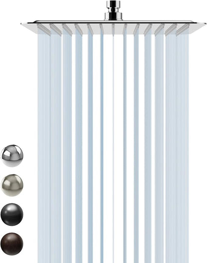 SR SUN RISE Luxury 12 Inch Large Square Stainless Steel Shower Head High Pressure Rainfall Showerhead Ultra Thin Water Saving Polished Chrome
