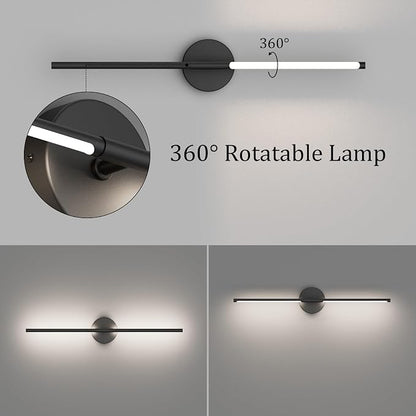 Modern Bathroom Vanity Light Bar 28inch Black LED Vanity Lighting Fixture 5000K Bathroom Sconce 360° Rotate