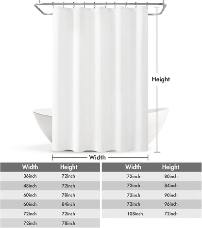 MIULEE Linen Fabric Shower Curtain White W60*L72 10 Metal Hooks | Washable, Modern, Heavy Duty, Curtain Set, Waterproof Neutral Thick Cloth Shower Curtains, Bathroom Bathtub