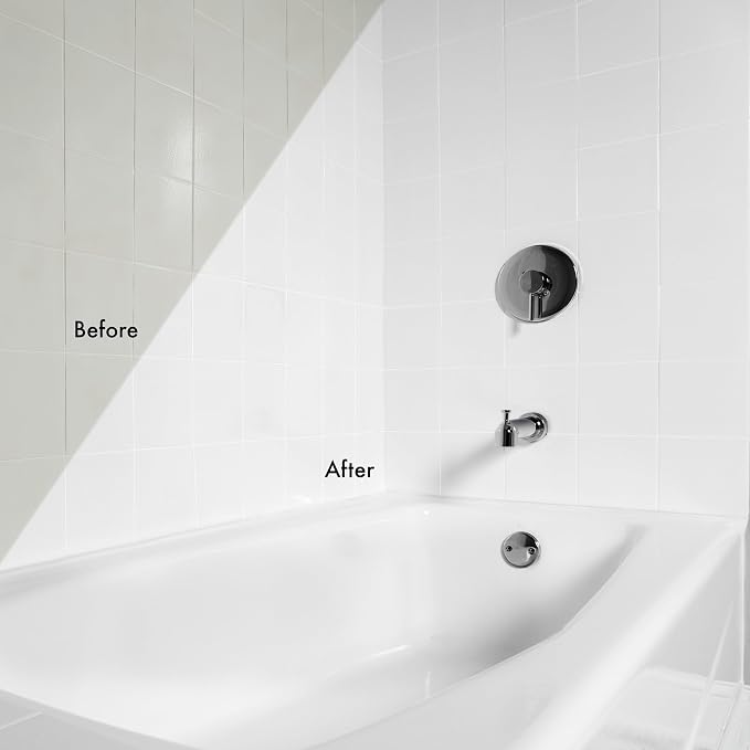 Tub & Tile Touch Up Gloss White Paint Kit | Bathroom Surface Refresh, Ceramic, Porcelain, Fiberglass, Durable Moisture Resistant Finish, Quart