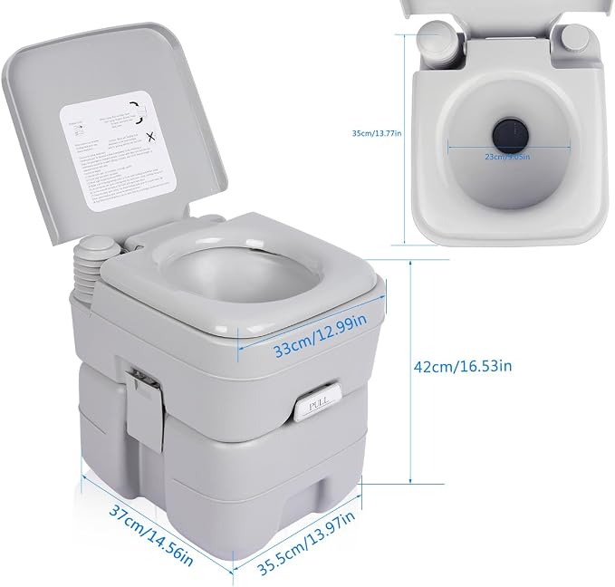 Excelvan 5.3 Gallon 20L Flush Portable Potti Outdoor Indoor Travel Camp Toilet for RV Car, Boat, Caravan, Campsite, Hospital