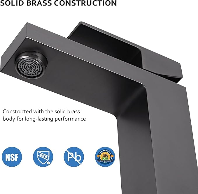 Bathroom Faucet Single Handle Bathroom Faucet More Textured Than Black Brass Single Faucet & Bathroom Sink Drain, Solid Brushed Grey 1 Hole Sink Faucet, cUPC & CEC Certified (Gray)