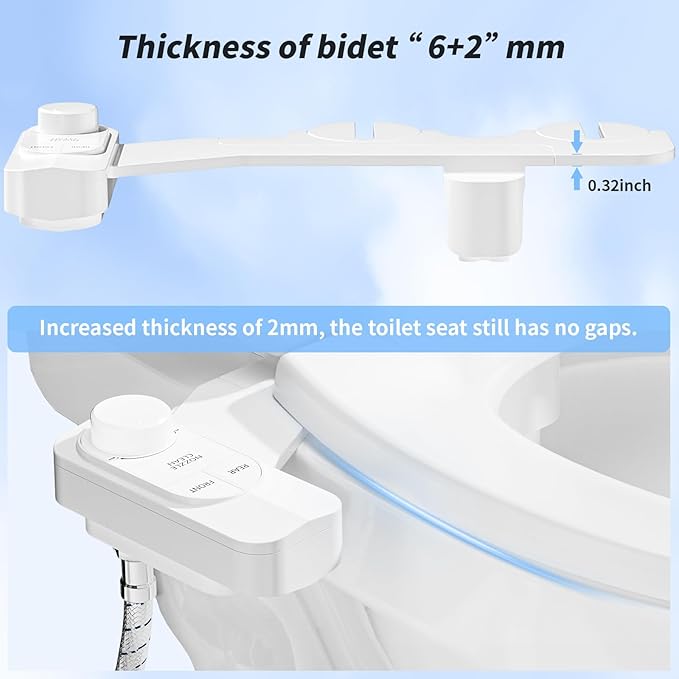 SAMODRA Non-Electric Bidet - Self Cleaning Dual Nozzle (Frontal and Rear Wash) Fresh Water Bidet Toilet Seat Attachment with Independent Adjustable Water Pressure (Classic White)