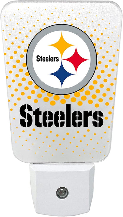 Party Animal NFL Team LED Night Light, Pittsburgh Steelers | Energy-efficient LED light with auto-sensor & 3 light settings; Slim 5-inch design fits standard outlets for indoor use