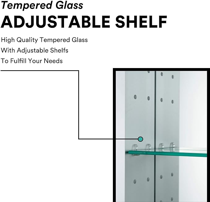 Bathroom Medicine Cabinet, Aluminum, Recessed/Surface Mount, 20" x 30", Right/Left Hinged, Mirrored Interior