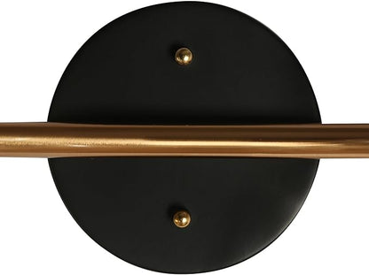 KSANA Bathroom Vanity Lights, Mid-Century Modern 4 Light Bathroom Light Fixtures Black and Electroplated Copper Vanity Lights with Water Ripple Glass