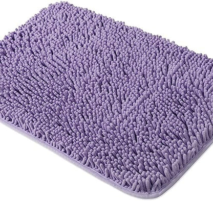 Yeaban Chenille Lavender Bathroom Rug 17"x24", Non-Slip Rubber Backing