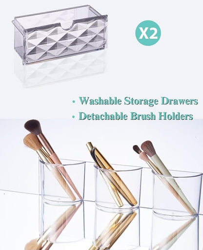 LUXFURNI Standing Jewelry Armoire Cabinet with Full‑Length Mirror Storage | 3‑Color LED Lights, 3 Brush Holders, 3 Adjustable Tilt Angles, True‑to‑View Glass, USB‑Powered Supply, Lockable Design