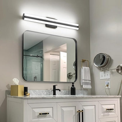 SOLFART Matte Black Bathroom Light Fixtures, Vanity Light Bar 32 Inch Black Vanity Lights Over Mirror, Black Modern LED Lighting for Bath Mirror, Cool ND