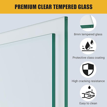 Shower Glass Door with Waterroof Seal Strip (56-60" W x 75 "H), Frameless Shower Sliding Door with Clear SGCC Tempered Glass 5/16" (8mm), Stainless Steel Hardware, Silver