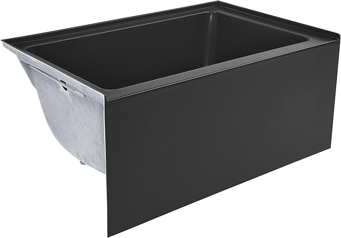 Voltaire 48" x 32" Left-Hand Drain Alcove Bathtub with Apron in Matte Black