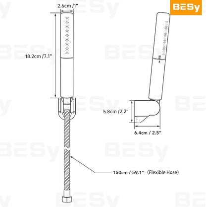 Handheld Shower Head Sprayer Shower Wand Hand Shower Showerhead Chrome | Polished Chrome High Pressure Showerhead, Hand Held, Brass Shower Head, Wall Mounted, 60 In Stainless Steel Shower Hose