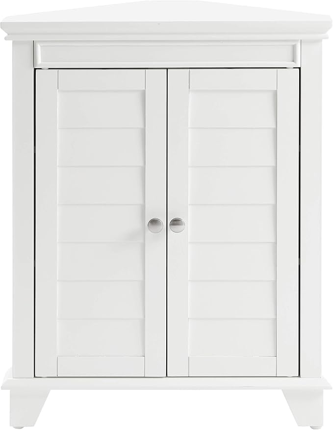 Crosley Furniture Lydia Corner Storage Cabinet and Bathroom Organizer with Shelves, White