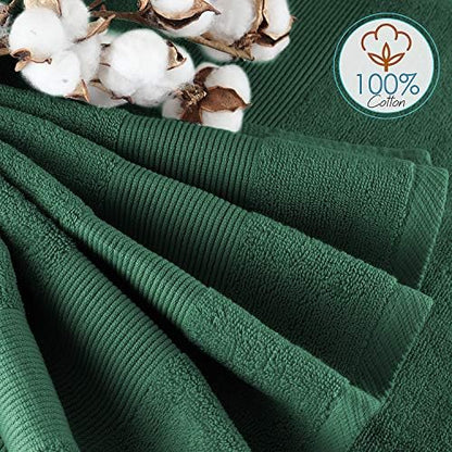 Hearth & Harbor Bath Towels for Bathroom - 100% Ring Spun Cotton Luxury Bathroom Towels - Ultra Soft & Highly Absorbent, Bath Towels Set of 10 - Hunter Green