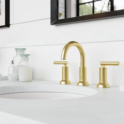 Pfister Capistrano Bathroom Sink Faucet, 8-Inch Widespread, 2-Handle, 3-Hole, NSF Certified, Brushed Gold Finish, LF049CSOBG