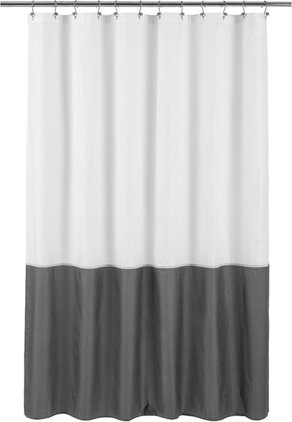 ALYVIA SPRING Waterproof Fabric Shower Curtain Liner White/Dark Gray, 72x72 | 3 Magnets, Soft Cloth & Hotel Quality, Machine Washable, Light-Weight, Standard Size