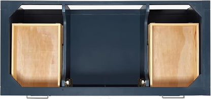 Olivia 48" Midnight Blue Bathroom Vanity with Sink, 1.5" Carrara Quartz Countertop, Rectangular Undermount Sink, 2 Soft-Closing Doors, 6 Full Extension Dovetail Drawers