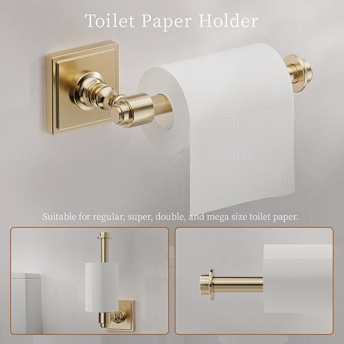 Champagne Bronze Bathroom Accessories Set, 5 Piece Bathroom Towel Holder Set, SUS304 Stainless Steel 24" Towel Bar, Towel Rack Set for Bathroom, Bathroom Hardware Set Wall Mounted