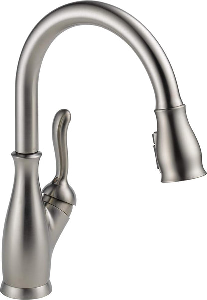 Delta Leland Brushed Nickel Kitchen Faucet with Pull Down Sprayer, Traditional Single Hole Kitchen Sink Faucet, Single Handle, SpotShield Stainless 9178-SP-DST