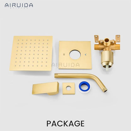 Airuida Shower Faucet Set,6 Inch Shower Valve Kit,Brushed Gold | Male Threads,Rough-in Valve Shower Trim Kit,Single Handle Control Shower Set