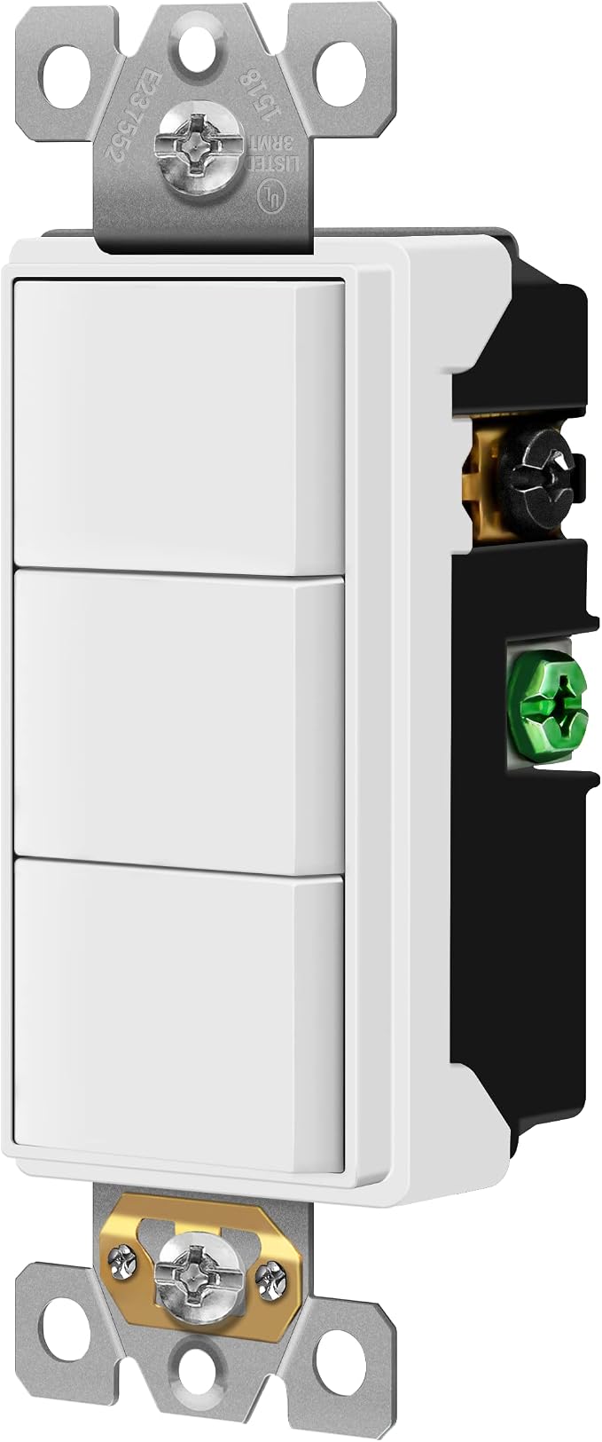 Broan-NuTone BHFLED110 PowerHeat Bathroom Exhaust Fan, 110 CFM & ENERLITES Triple Paddle Rocker Combination Decorator Switch, White
