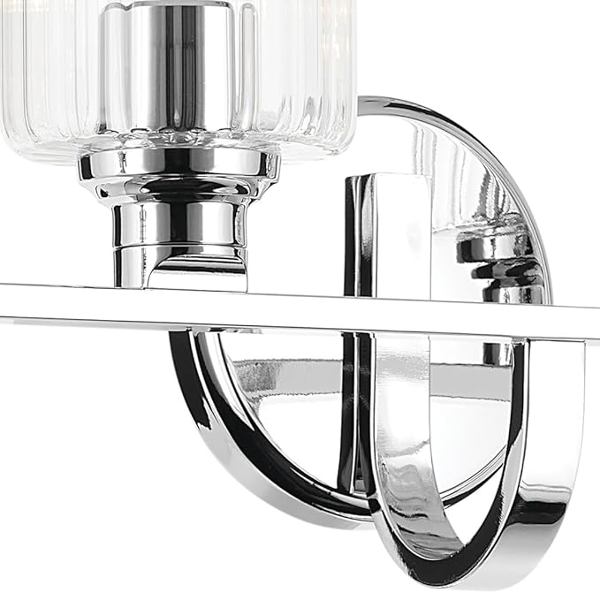 Kichler Gioe 32.25" 4-Light Vanity Light with Clear Fluted Glass in Chrome, Damp Rated, for Bathroom, Powder Room, Over a Mirror, (32.25" W x 10.5" H), 55227CHFLU