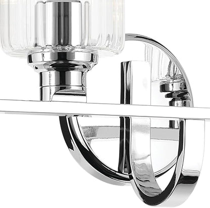 Kichler Gioe 32.25" 4-Light Vanity Light with Clear Fluted Glass in Chrome, Damp Rated, for Bathroom, Powder Room, Over a Mirror, (32.25" W x 10.5" H), 55227CHFLU