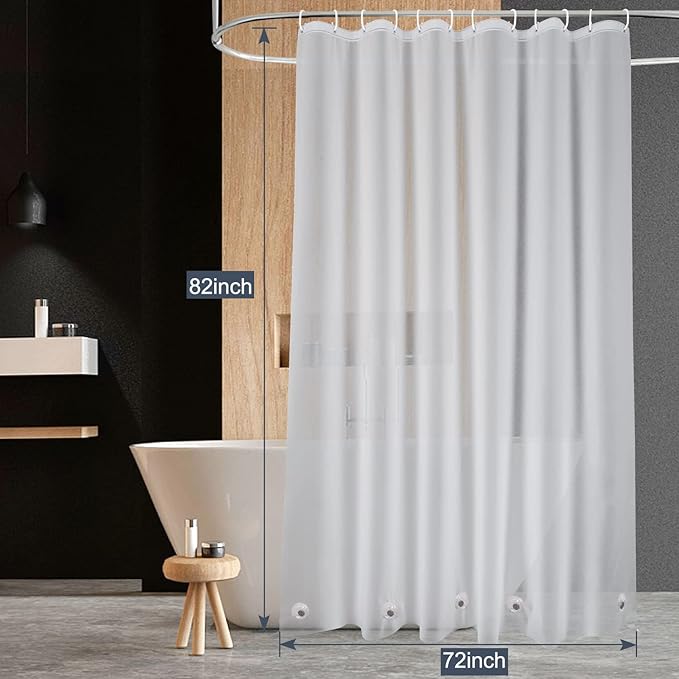 EurCross Shower Curtain Liner Extra Long 82 inch Length with 5 Bottom Magnets,Frosted PEVA Plastic Shower Curtain Liner, Waterproof Opaque Shower Liner No Smells with Metal Grommets,72 x 82 inch