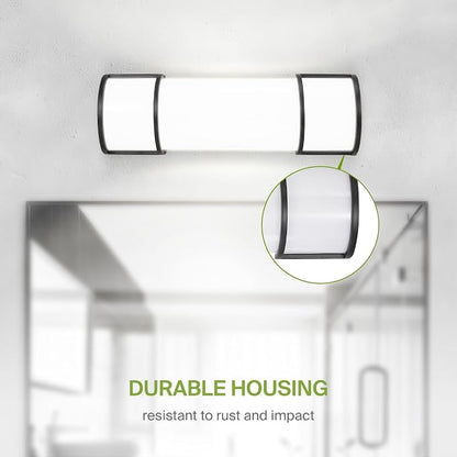 ASD LED 18" Vanity Flush Mount Light Fixture, Linear Bathroom Lighting Bar | 3CCT, Dimmable, Energy Star, ETL Listed | 20W 1650LM 3000-5000K 120V | Long Tube Bath Wall Sconce Over Mirror | Black