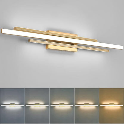 Modern Gold Vanity Light Bathroom Wall Light Fixtures Over Mirror 35 Inch Long Dimmable 3-Light LED Bathroom Wall Lighting 5CCT(3000K/3800K/4500K/5200K/6000K)