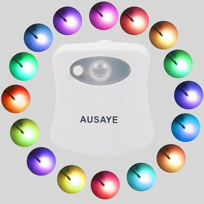 AUSAYE 2Pack Toilet Night Light, 16 Color Changing Motion Sensor Toilet Light Lamp,Fun Bathroom Toilet Bowl Nightlight,LED Stocking Stuffers for Kids Him Her Men Mom Father